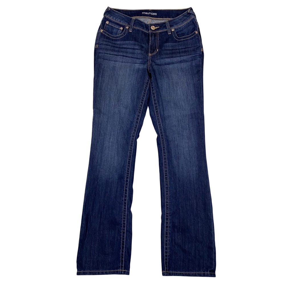 Maurices Bootcut Dark Wash Embroidered Pocket Denim Jeans Womens 8 Regular Blue
